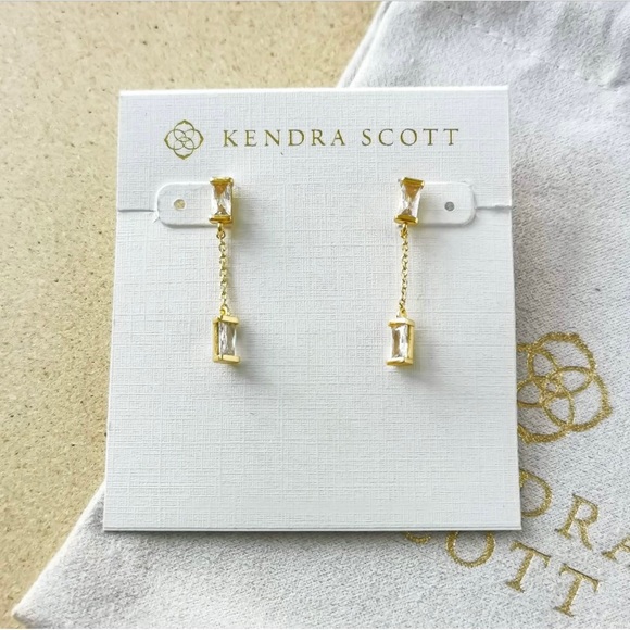 Kendra Scott Jewelry - KENDRA SCOTT Juliette Drop Earrings in Gold with Clear Crystal - Signed